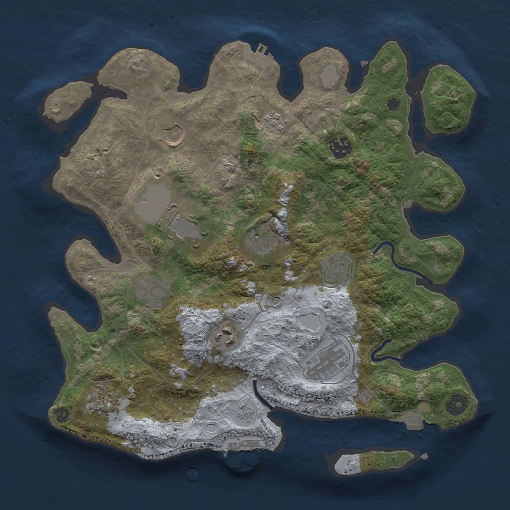 Rust Map: Procedural Map, Size: 3500, Seed: 1846876146, 18 Monuments