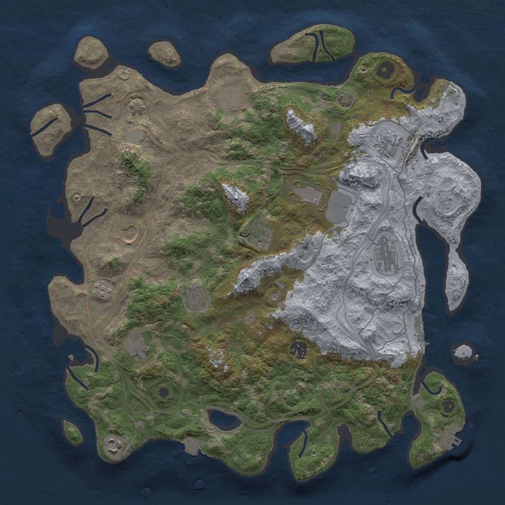 Rust Map: Procedural Map, Size: 4250, Seed: 2043660050, 19 Monuments
