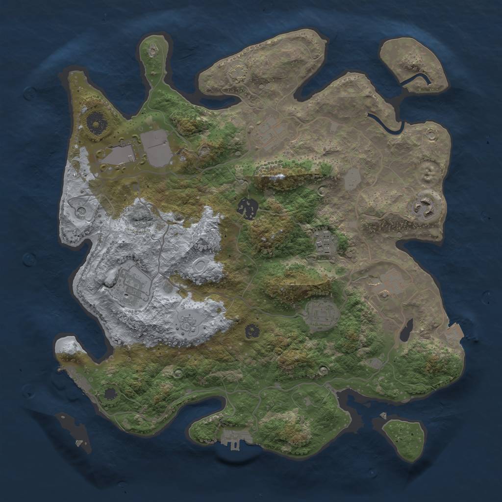Rust Map: Procedural Map, Size: 3500, Seed: 40108878, 16 Monuments