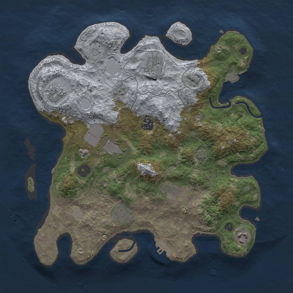 Rust Map: Procedural Map, Size: 3500, Seed: 1320032341, 15 Monuments