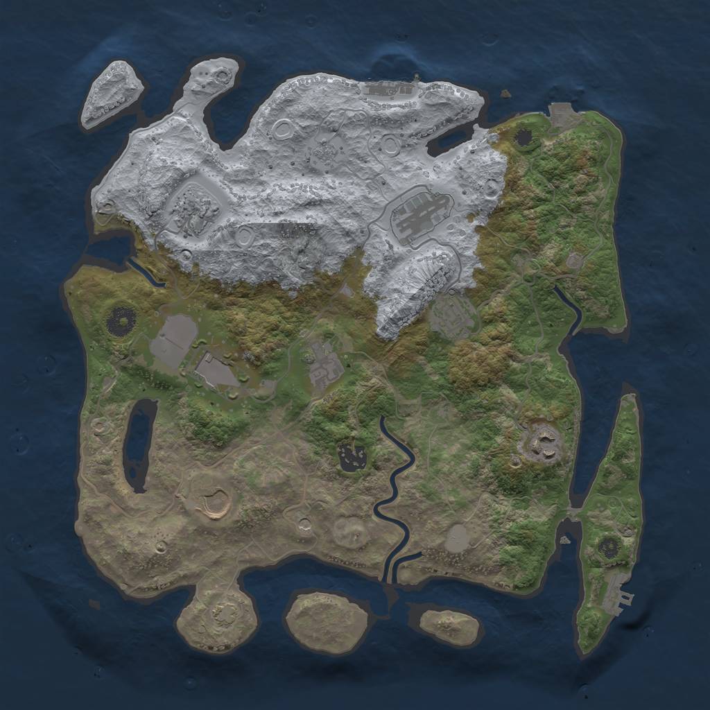 Rust Map: Procedural Map, Size: 3600, Seed: 49472027, 16 Monuments