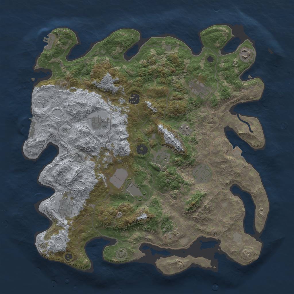 Rust Map: Procedural Map, Size: 4000, Seed: 330564002, 18 Monuments
