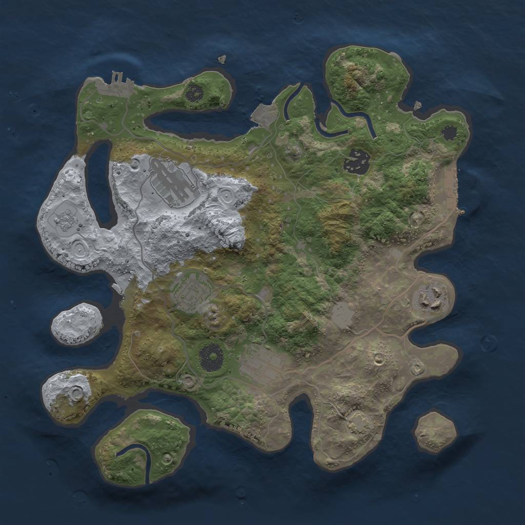 Rust Map: Procedural Map, Size: 3000, Seed: 7149320, 12 Monuments