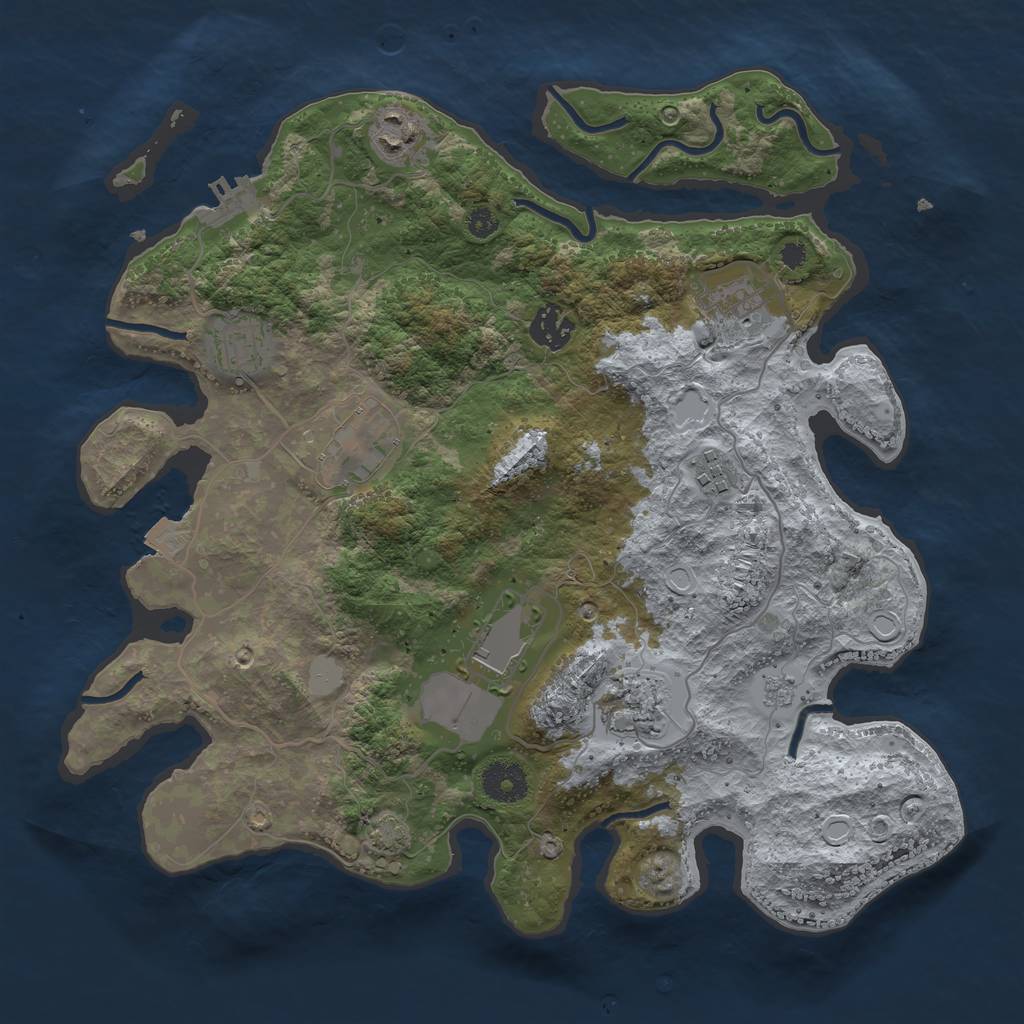 Rust Map: Procedural Map, Size: 3500, Seed: 211880125, 14 Monuments