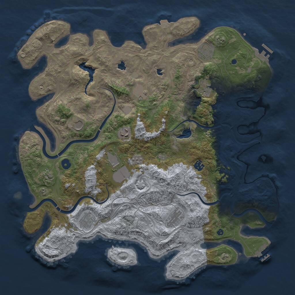 Rust Map: Procedural Map, Size: 4500, Seed: 1965874381, 17 Monuments