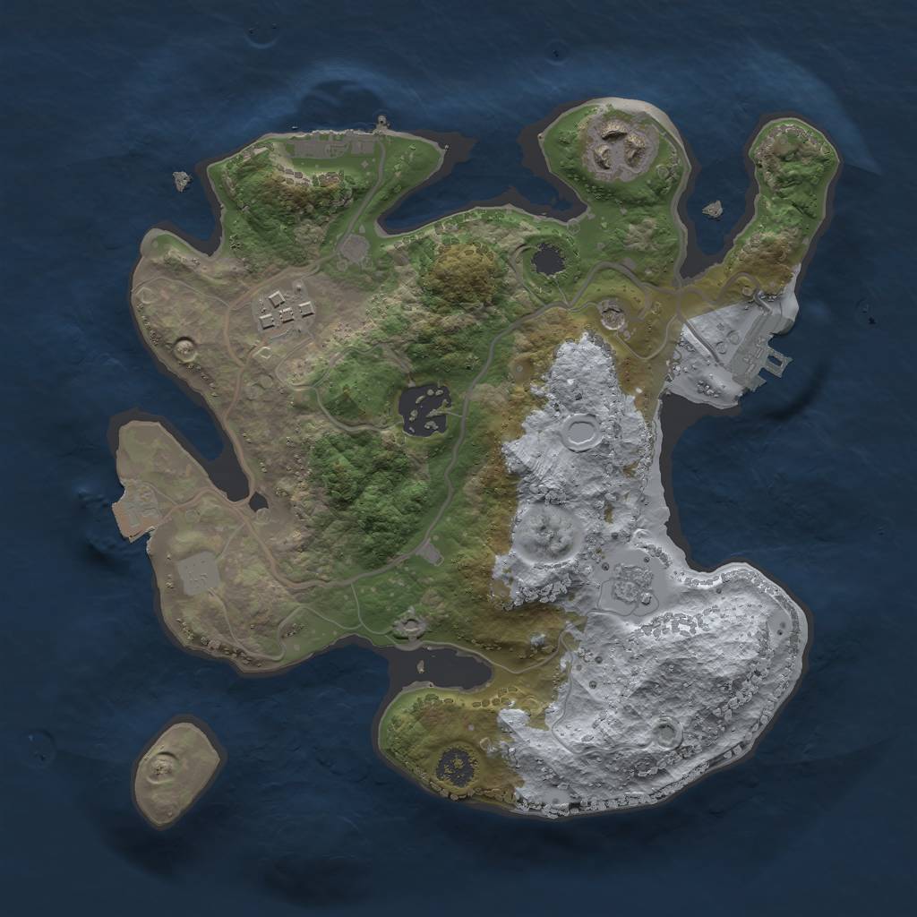 Rust Map: Procedural Map, Size: 2500, Seed: 2580496, 10 Monuments