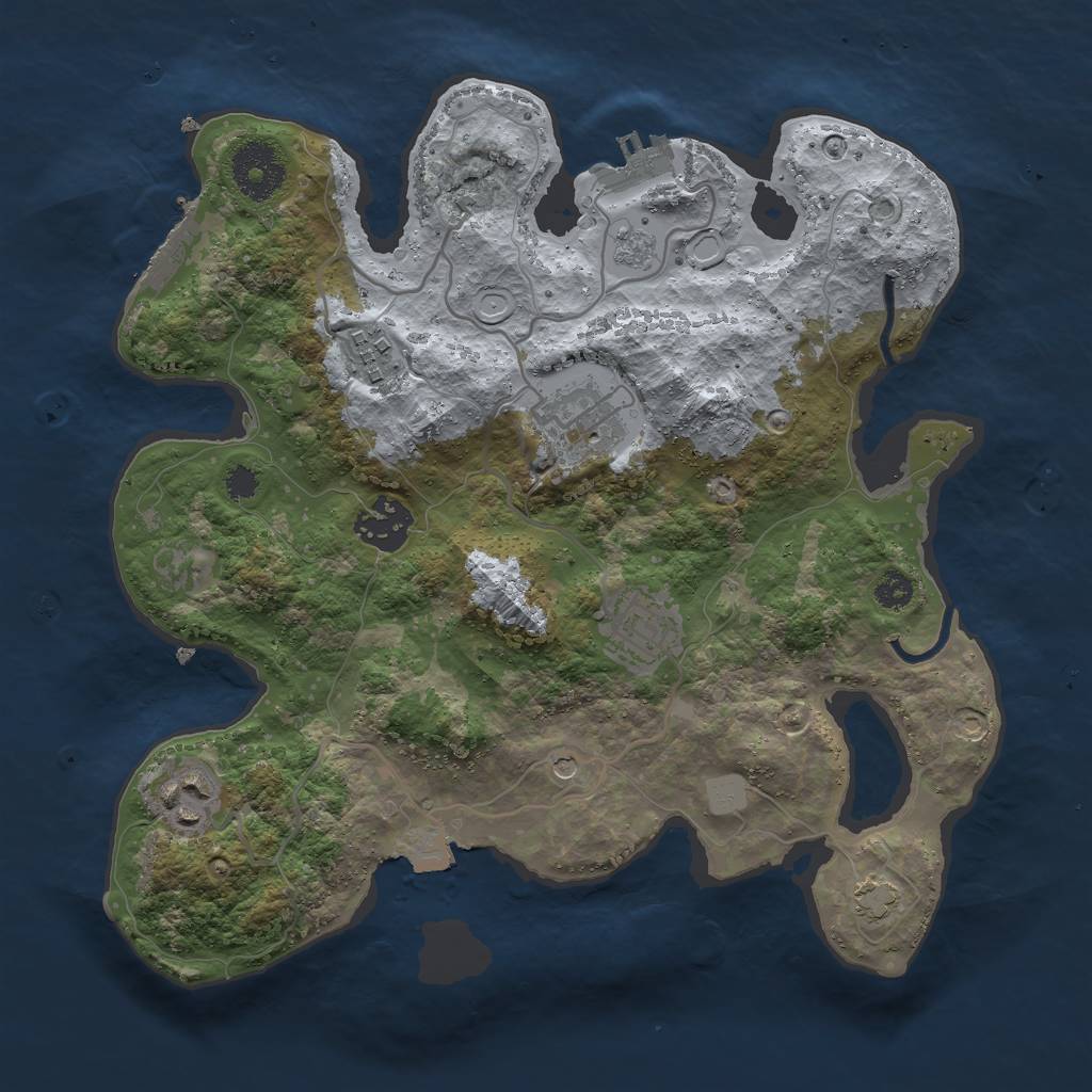 Rust Map: Procedural Map, Size: 3000, Seed: 612372, 13 Monuments