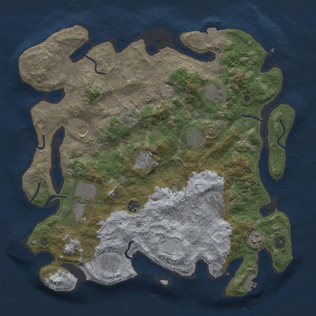 Rust Map: Procedural Map, Size: 4000, Seed: 1653057011, 17 Monuments