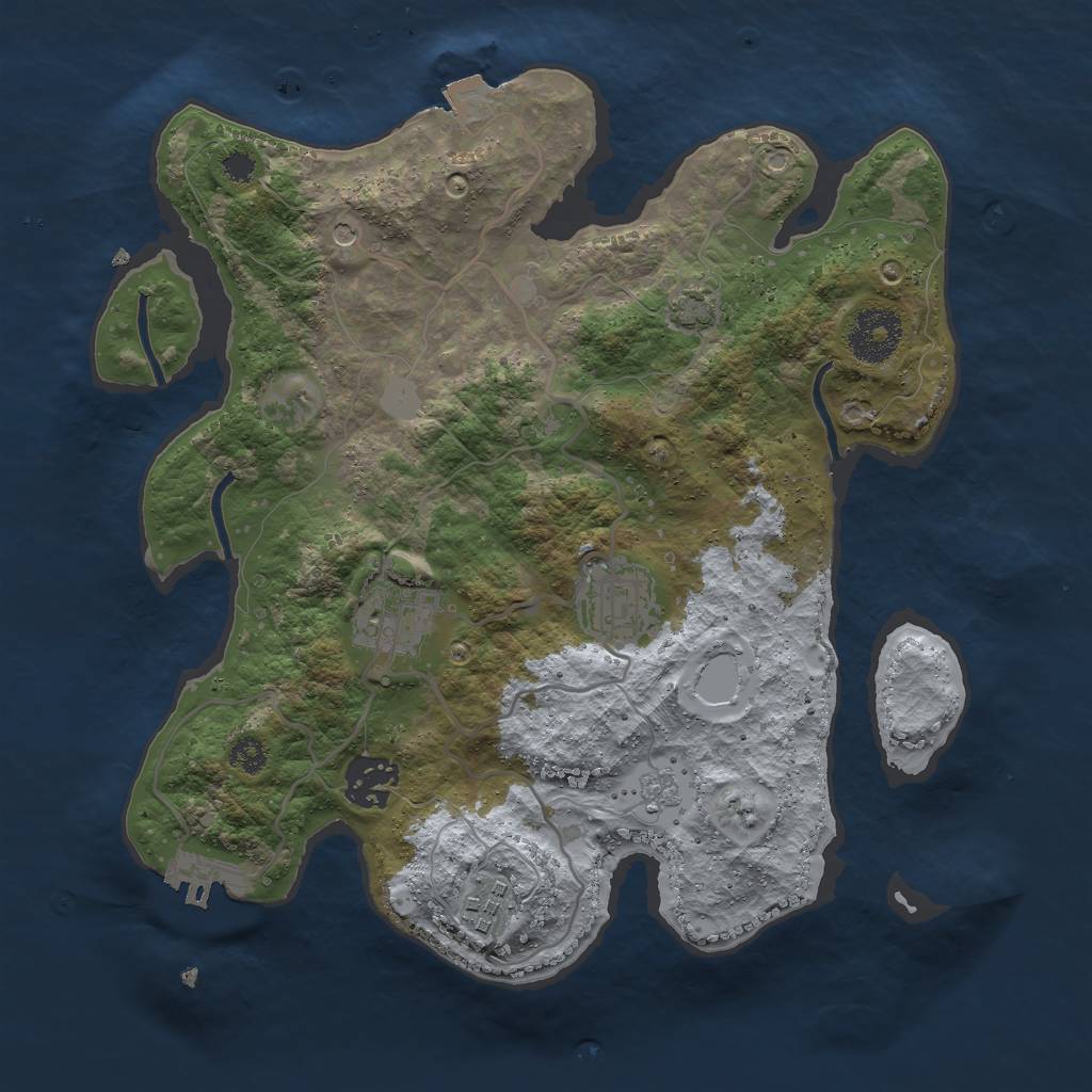 Rust Map: Procedural Map, Size: 3000, Seed: 14951, 11 Monuments