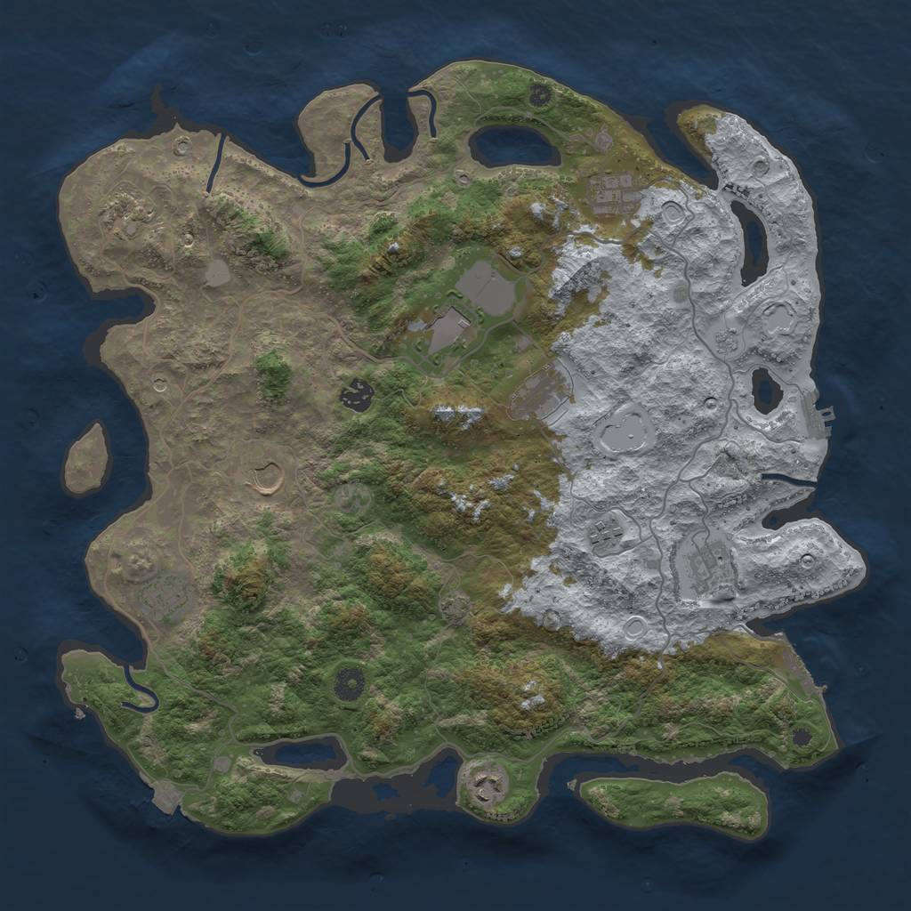 Rust Map: Procedural Map, Size: 4200, Seed: 942790562, 18 Monuments