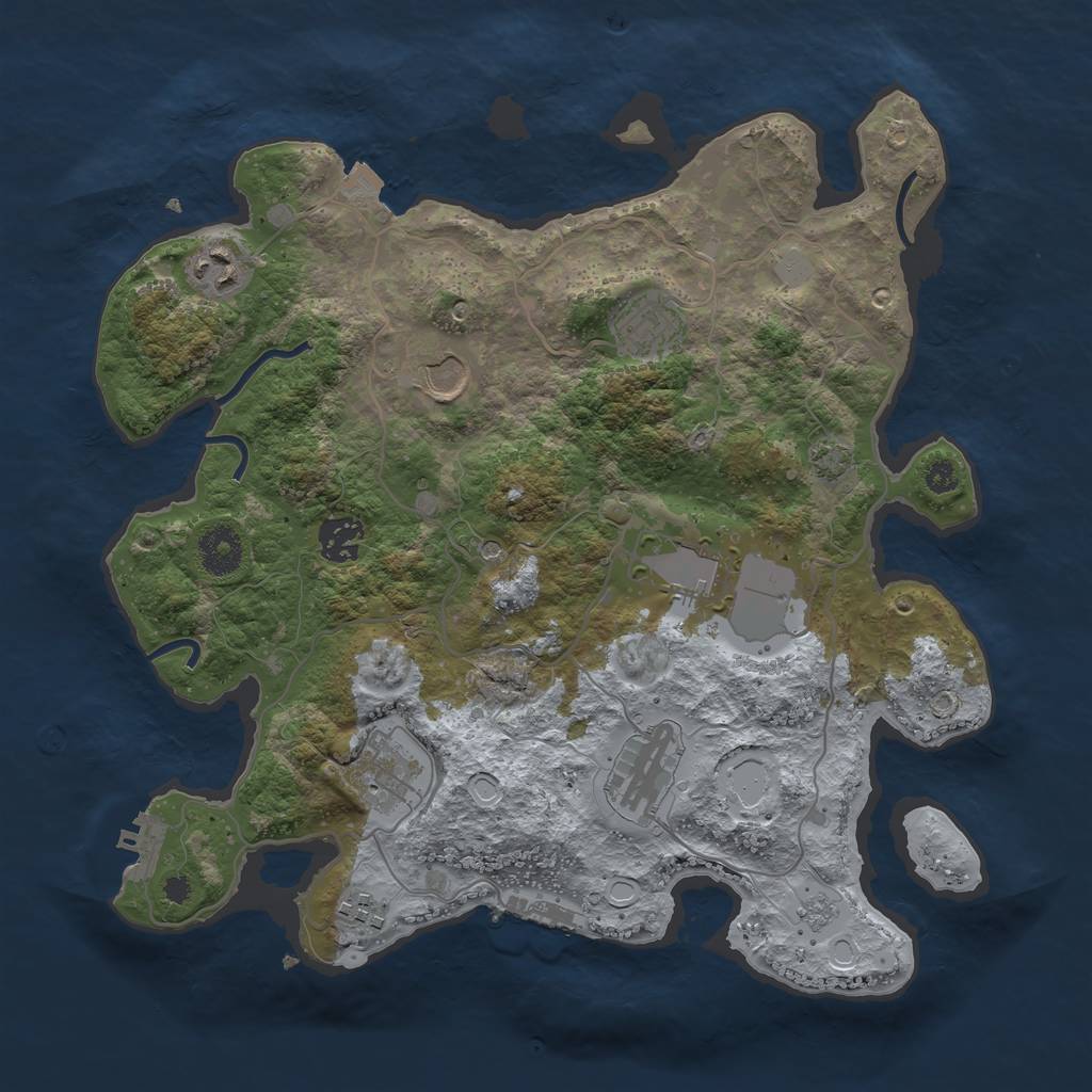 Rust Map: Procedural Map, Size: 3500, Seed: 201584247, 16 Monuments