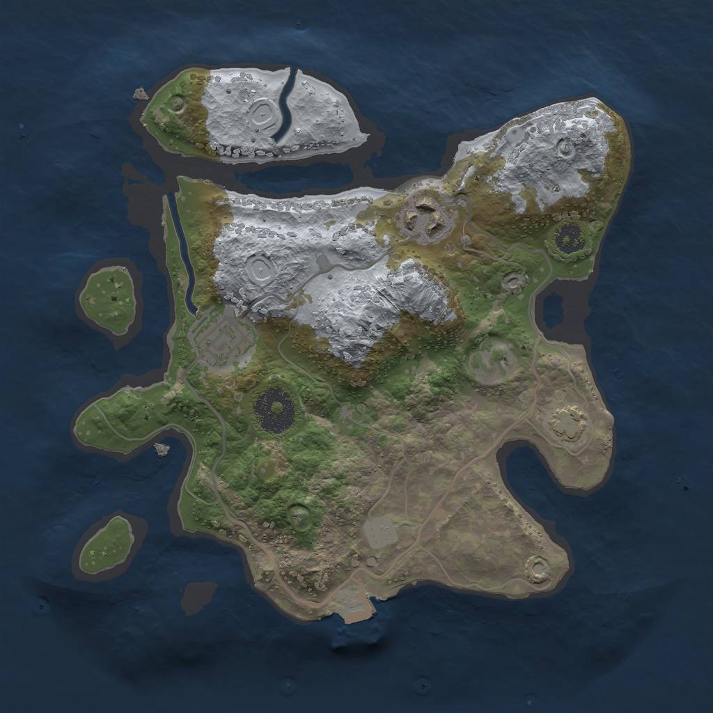 Rust Map: Procedural Map, Size: 2500, Seed: 314343070, 6 Monuments