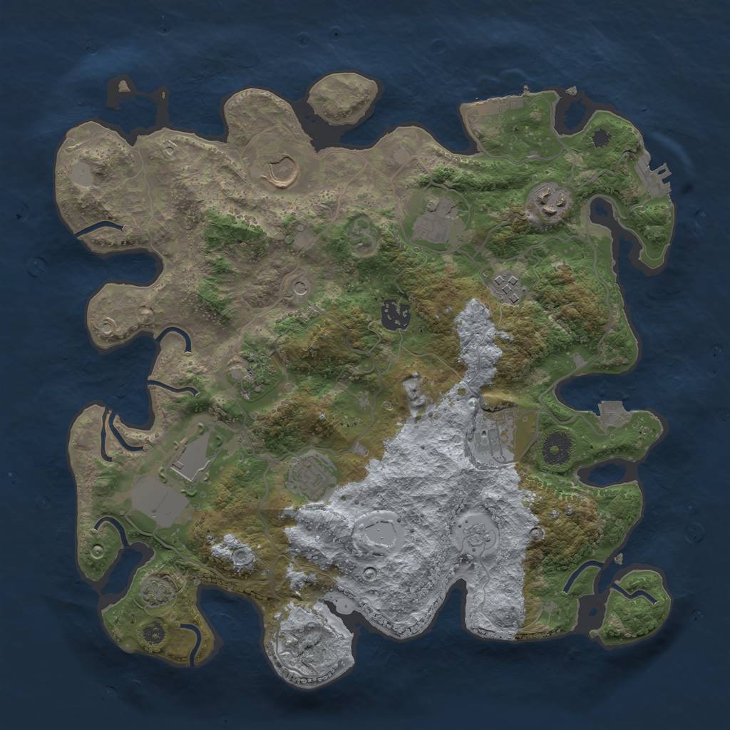 Rust Map: Procedural Map, Size: 3500, Seed: 331958663, 17 Monuments