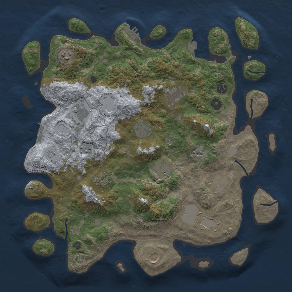 Rust Map: Procedural Map, Size: 4000, Seed: 1844150238, 19 Monuments