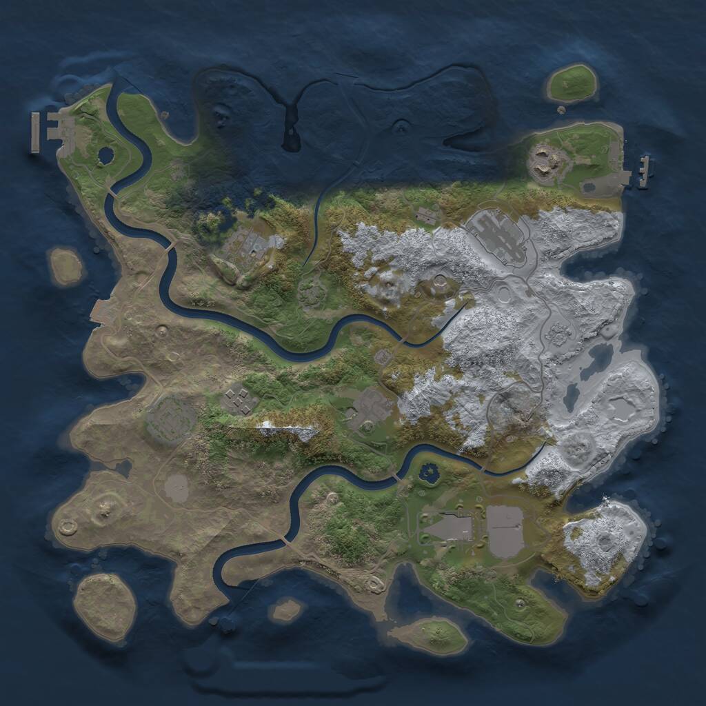 Rust Map: Procedural Map, Size: 3500, Seed: 662483208, 13 Monuments