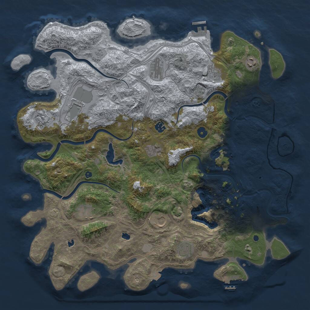 Rust Map: Procedural Map, Size: 4500, Seed: 21579256, 17 Monuments