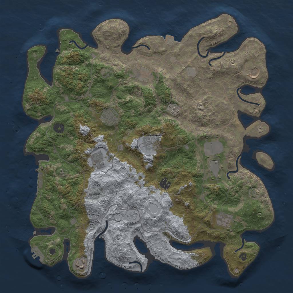 Rust Map: Procedural Map, Size: 4000, Seed: 1771, 18 Monuments