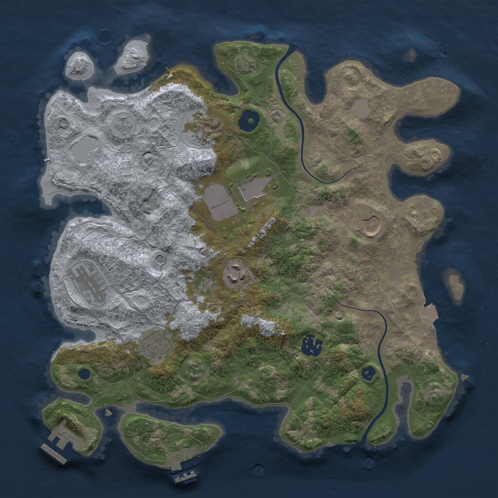 Rust Map: Procedural Map, Size: 3500, Seed: 1578568993, 13 Monuments