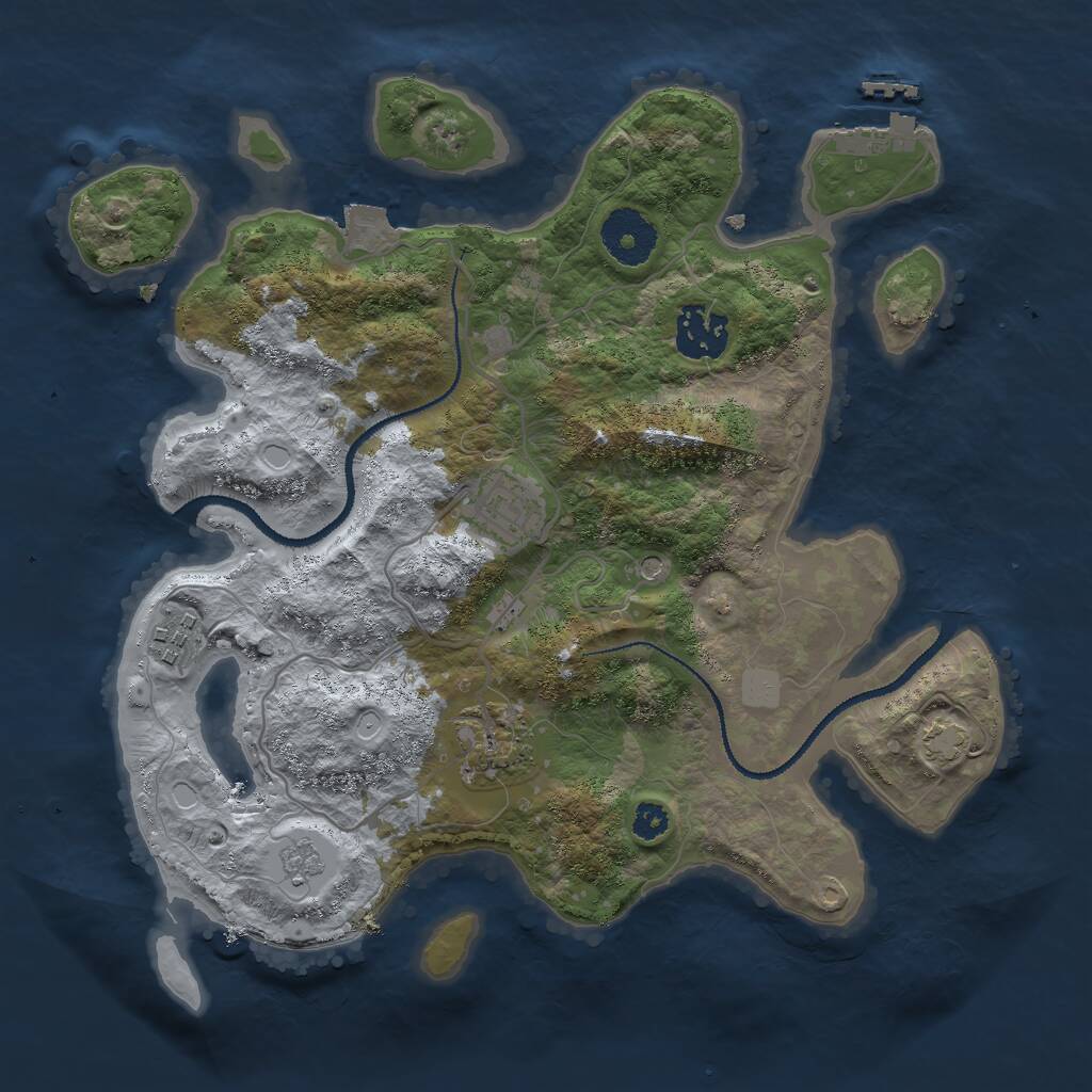 Rust Map: Procedural Map, Size: 3000, Seed: 8453971, 9 Monuments