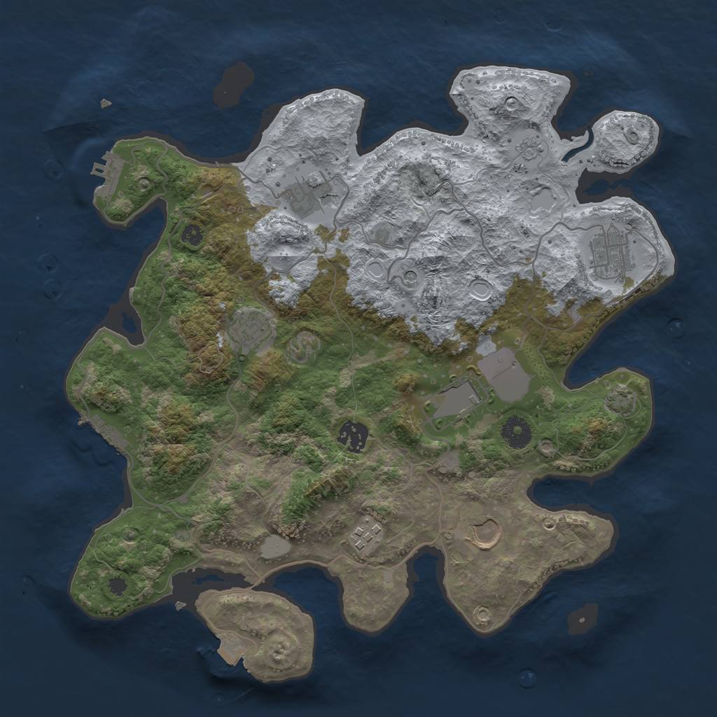 Rust Map: Procedural Map, Size: 3500, Seed: 2081977101, 15 Monuments