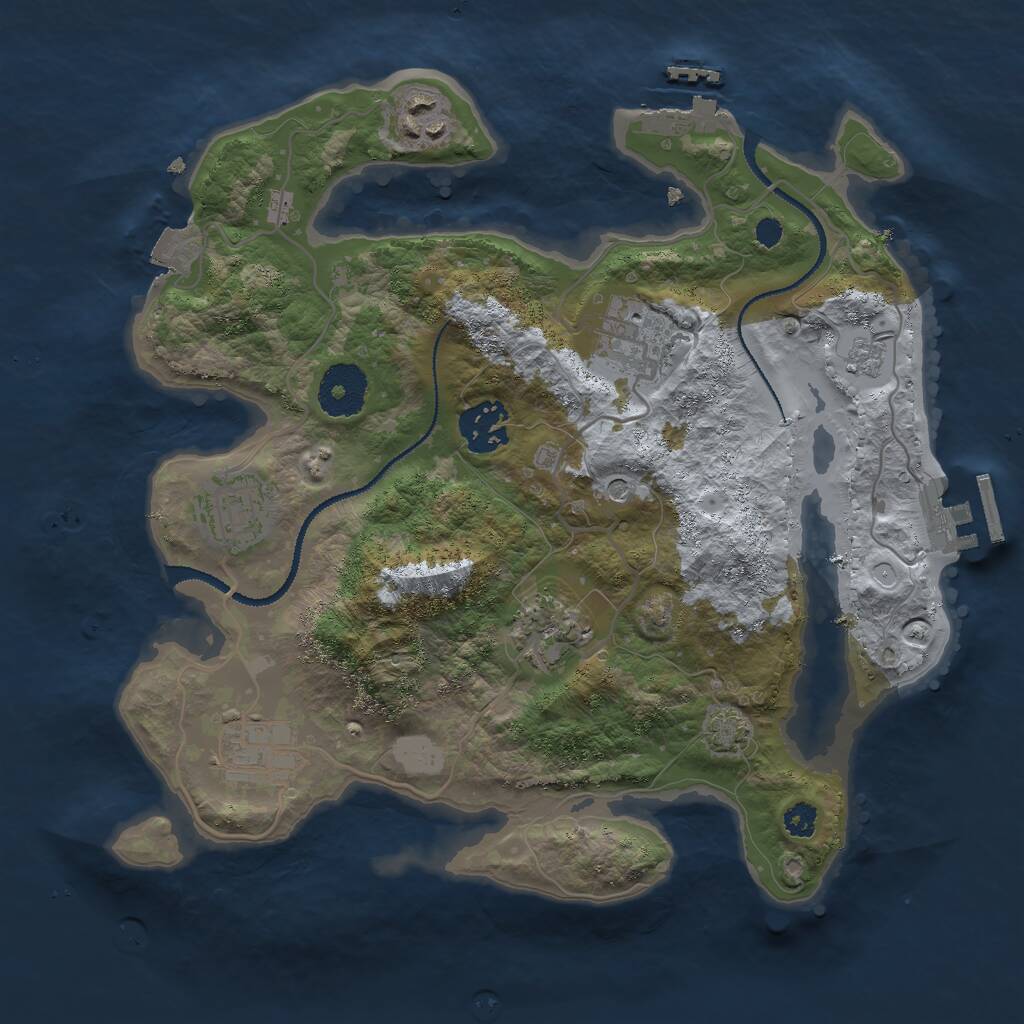 Rust Map: Procedural Map, Size: 3000, Seed: 481098790, 12 Monuments