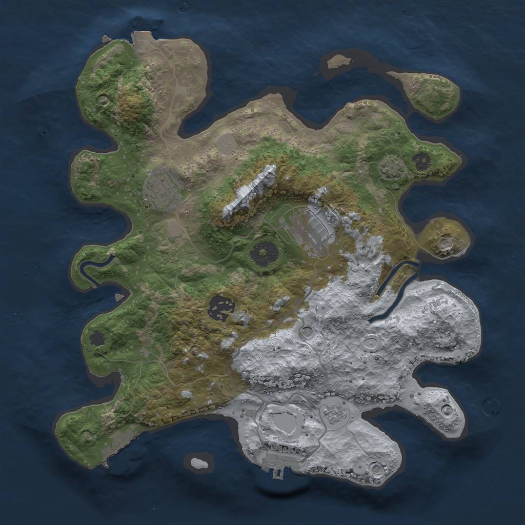 Rust Map: Procedural Map, Size: 3000, Seed: 5844, 11 Monuments