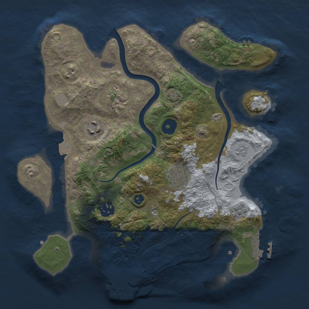 Rust Map: Procedural Map, Size: 3000, Seed: 38491280, 11 Monuments
