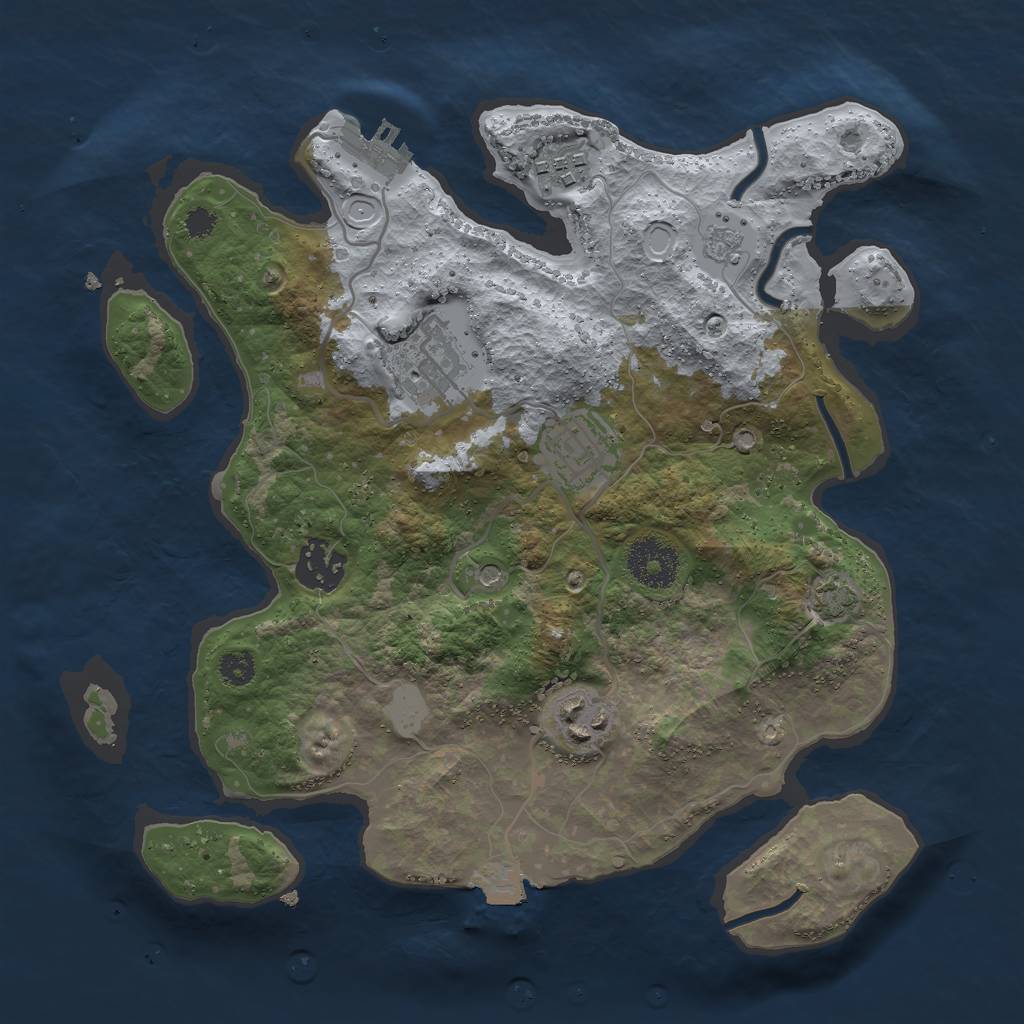 Rust Map: Procedural Map, Size: 3000, Seed: 16446, 12 Monuments