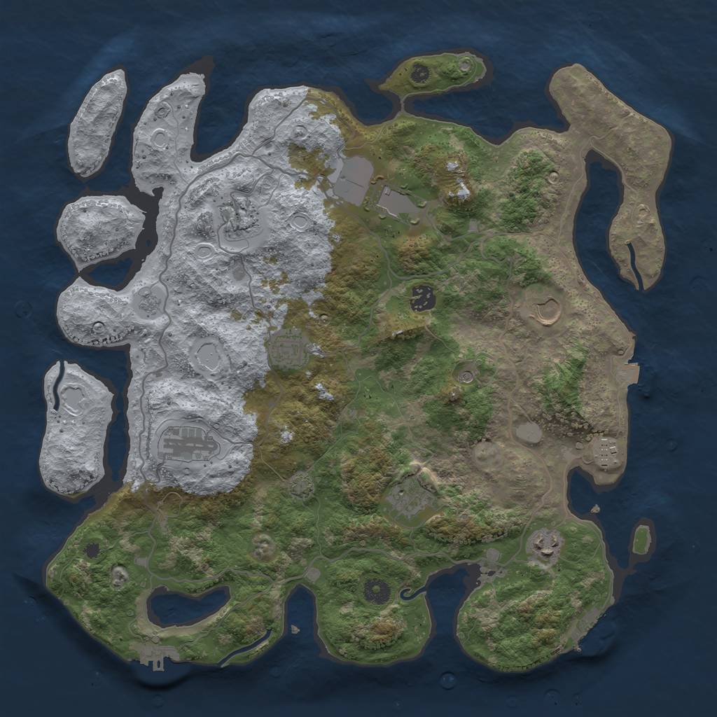 Rust Map: Procedural Map, Size: 4000, Seed: 1241180937, 17 Monuments