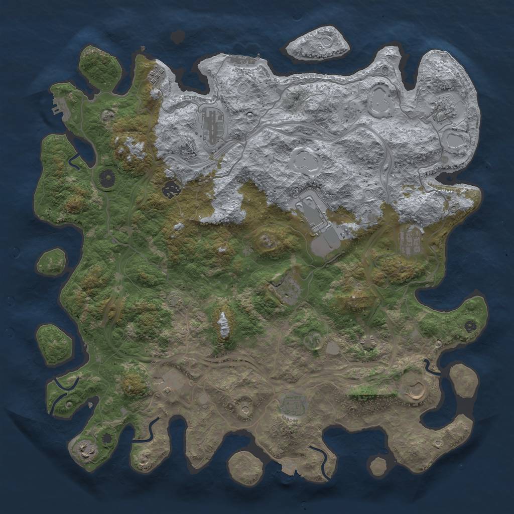 Rust Map: Procedural Map, Size: 4500, Seed: 1190985976, 19 Monuments