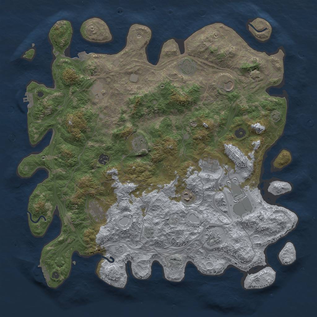 Rust Map: Procedural Map, Size: 4500, Seed: 1877556, 19 Monuments
