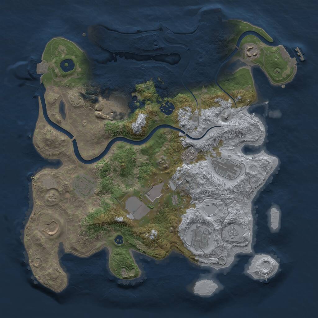 Rust Map: Procedural Map, Size: 3500, Seed: 1097079116, 15 Monuments
