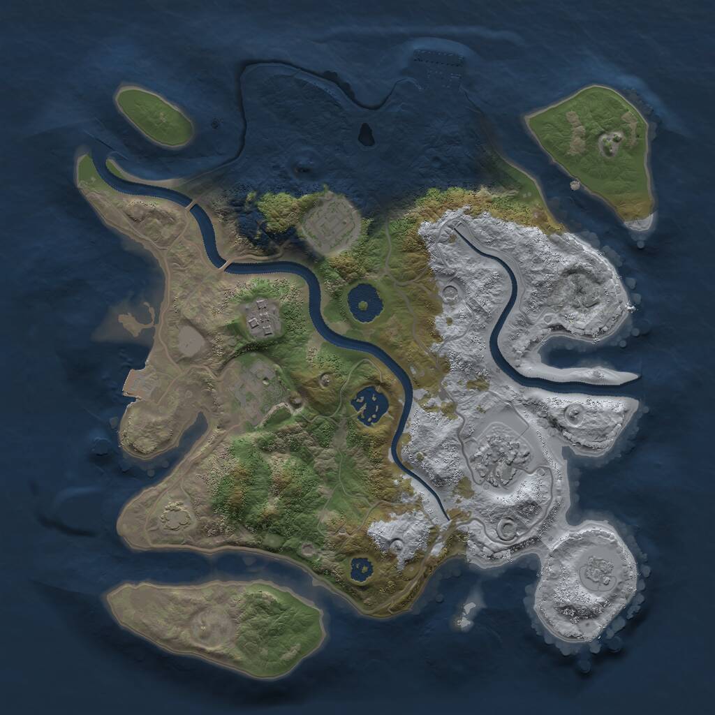 Rust Map: Procedural Map, Size: 3000, Seed: 18971, 10 Monuments