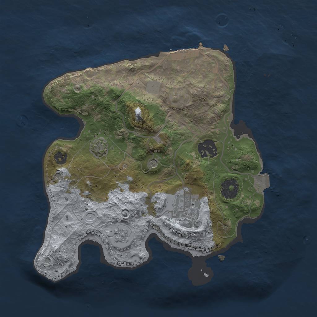 Rust Map: Procedural Map, Size: 2500, Seed: 101914, 9 Monuments