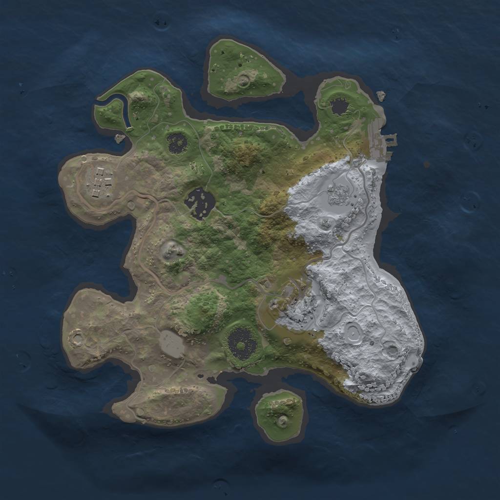 Rust Map: Procedural Map, Size: 2500, Seed: 10210123, 8 Monuments