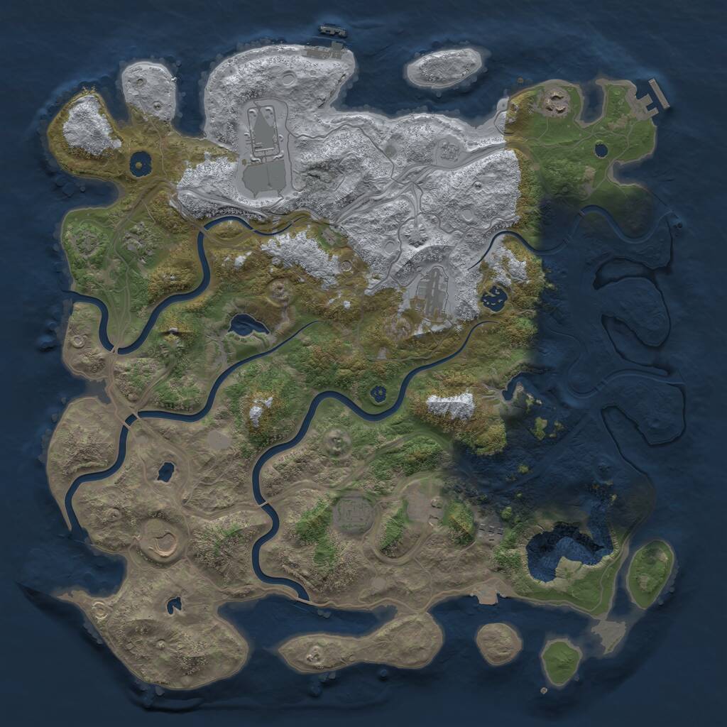 Rust Map: Procedural Map, Size: 4500, Seed: 1421724173, 15 Monuments