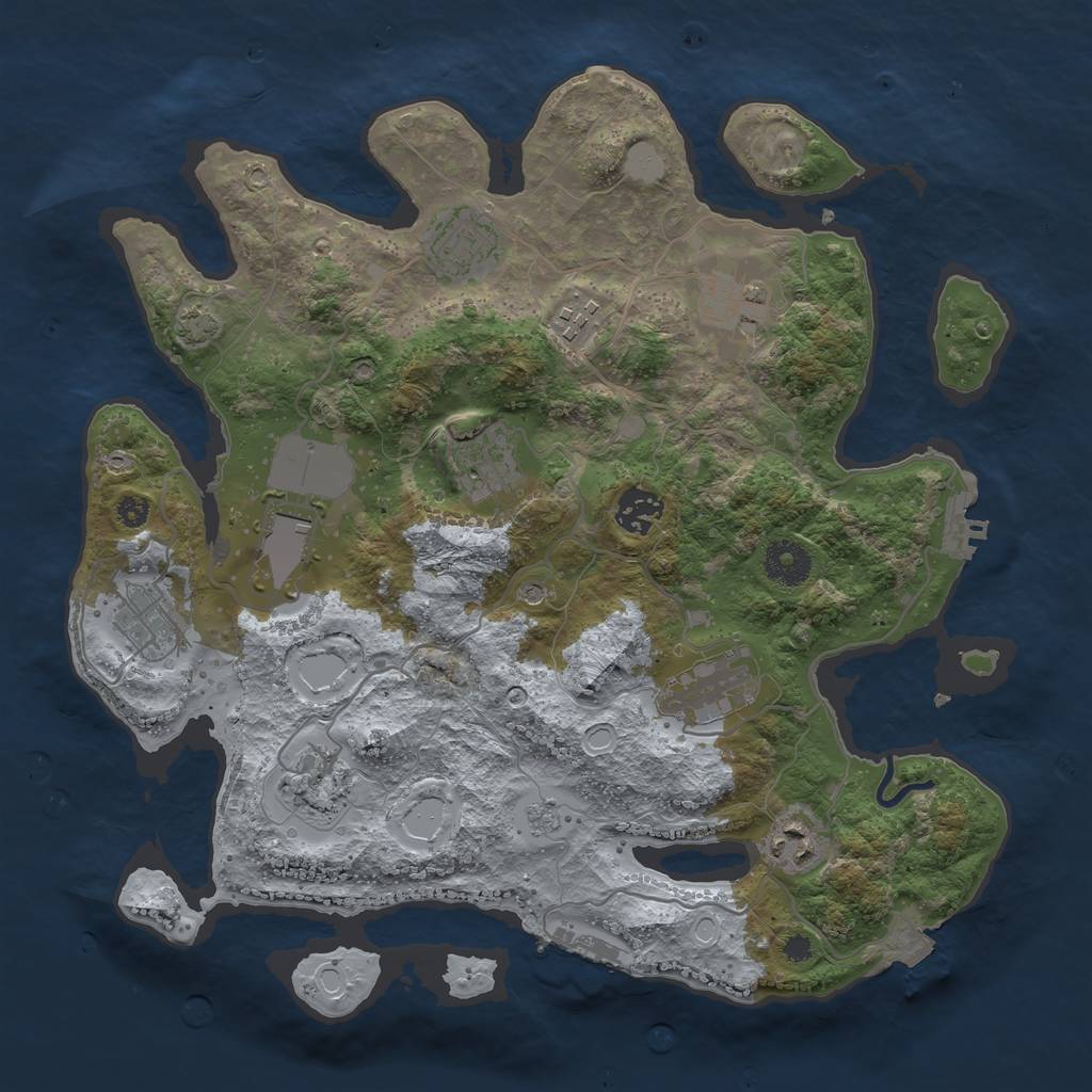 Rust Map: Procedural Map, Size: 3500, Seed: 1492310107, 18 Monuments