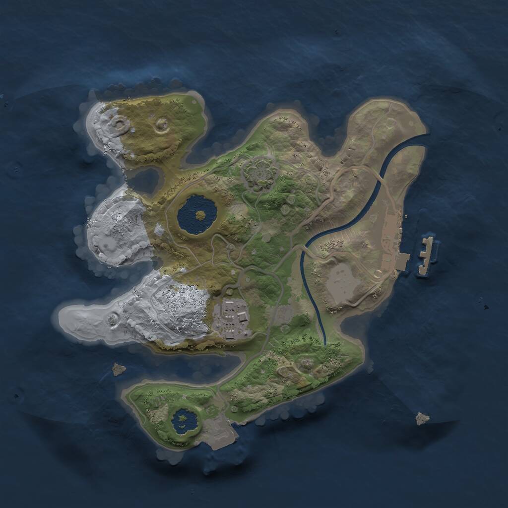 Rust Map: Procedural Map, Size: 2000, Seed: 2041660838, 4 Monuments