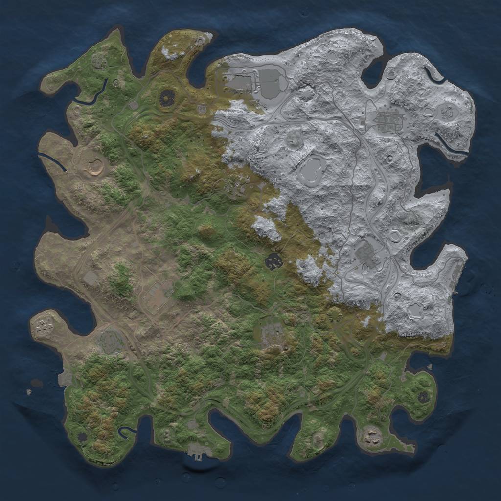 Rust Map: Procedural Map, Size: 4500, Seed: 347283, 19 Monuments