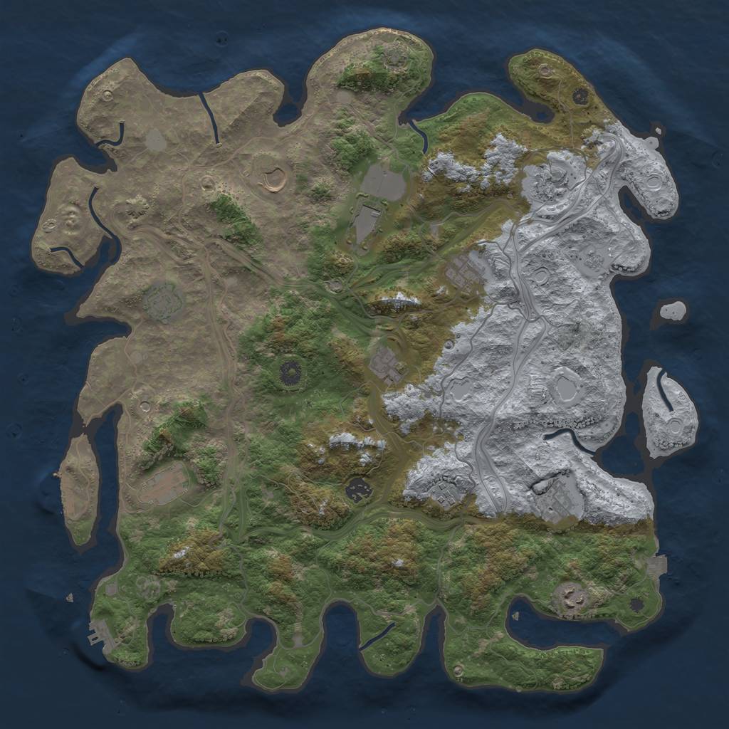 Rust Map: Procedural Map, Size: 4500, Seed: 1204957381, 19 Monuments