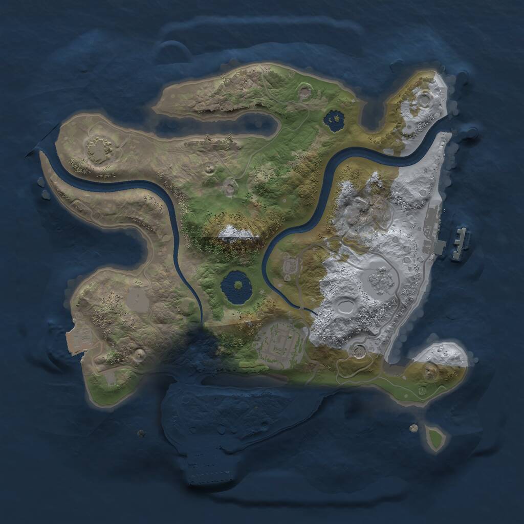 Rust Map: Procedural Map, Size: 2500, Seed: 101909961, 7 Monuments
