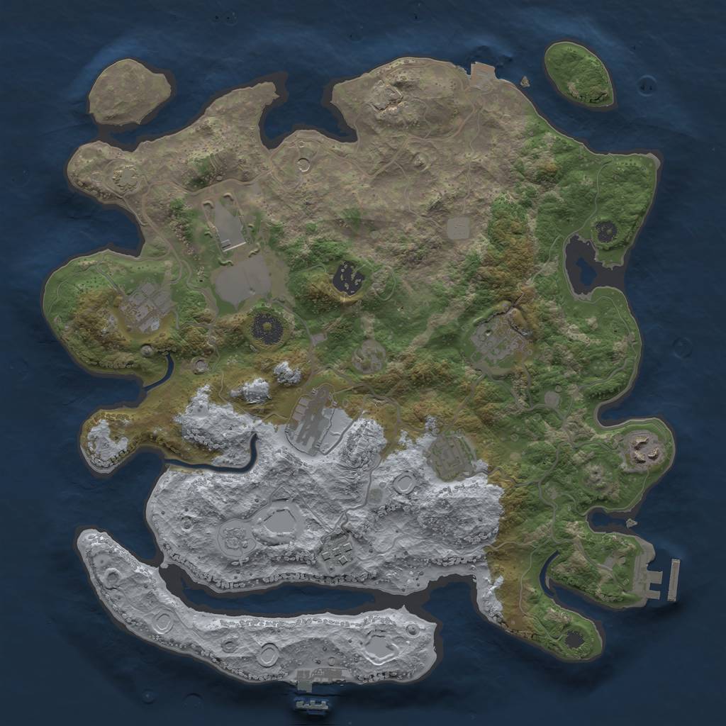 Rust Map: Procedural Map, Size: 3500, Seed: 143919358, 16 Monuments