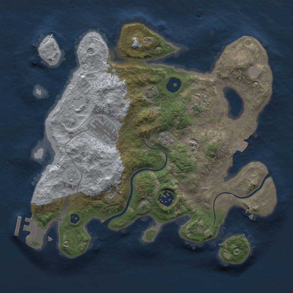 Rust Map: Procedural Map, Size: 3000, Seed: 14664, 9 Monuments