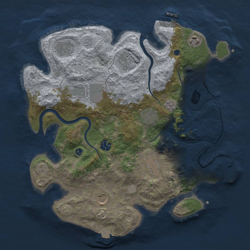 Rust Map: Procedural Map, Size: 3500, Seed: 2205737, 15 Monuments