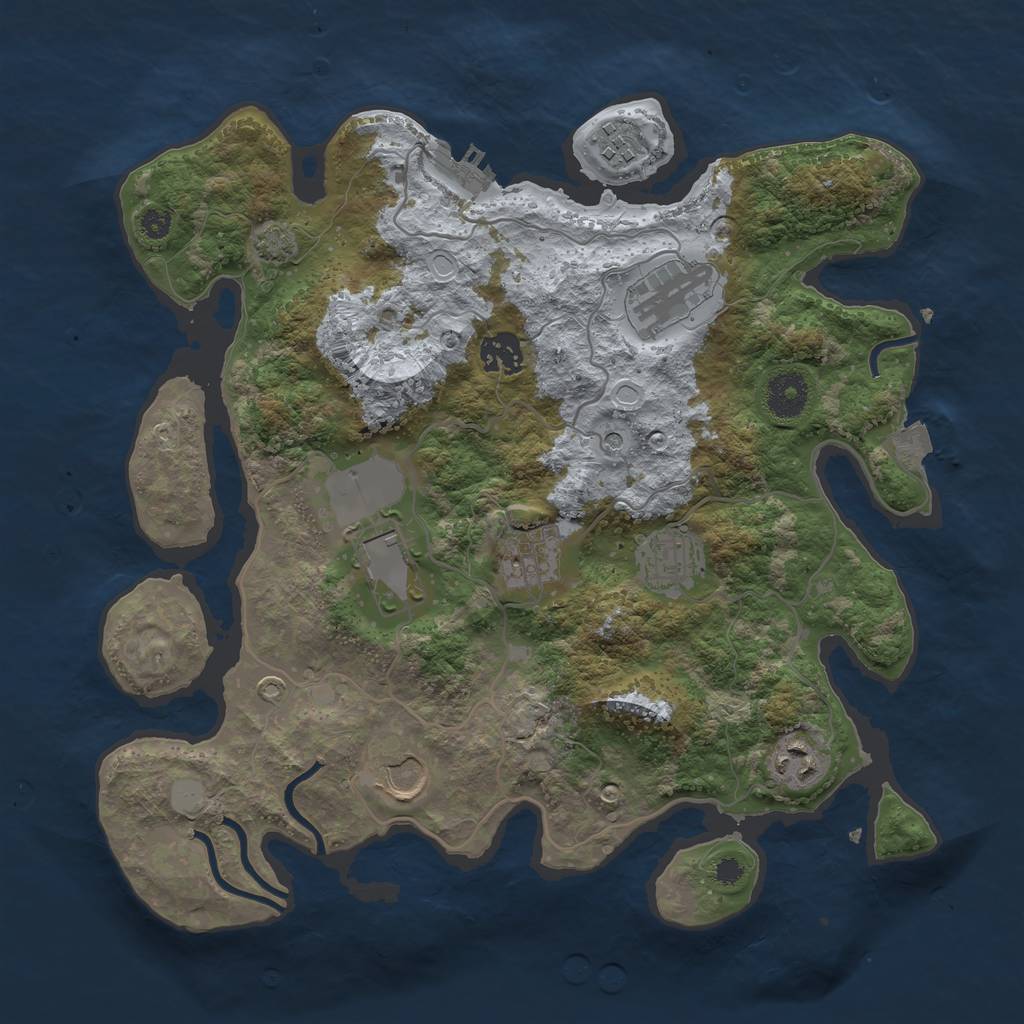 Rust Map: Procedural Map, Size: 3500, Seed: 34579123, 14 Monuments