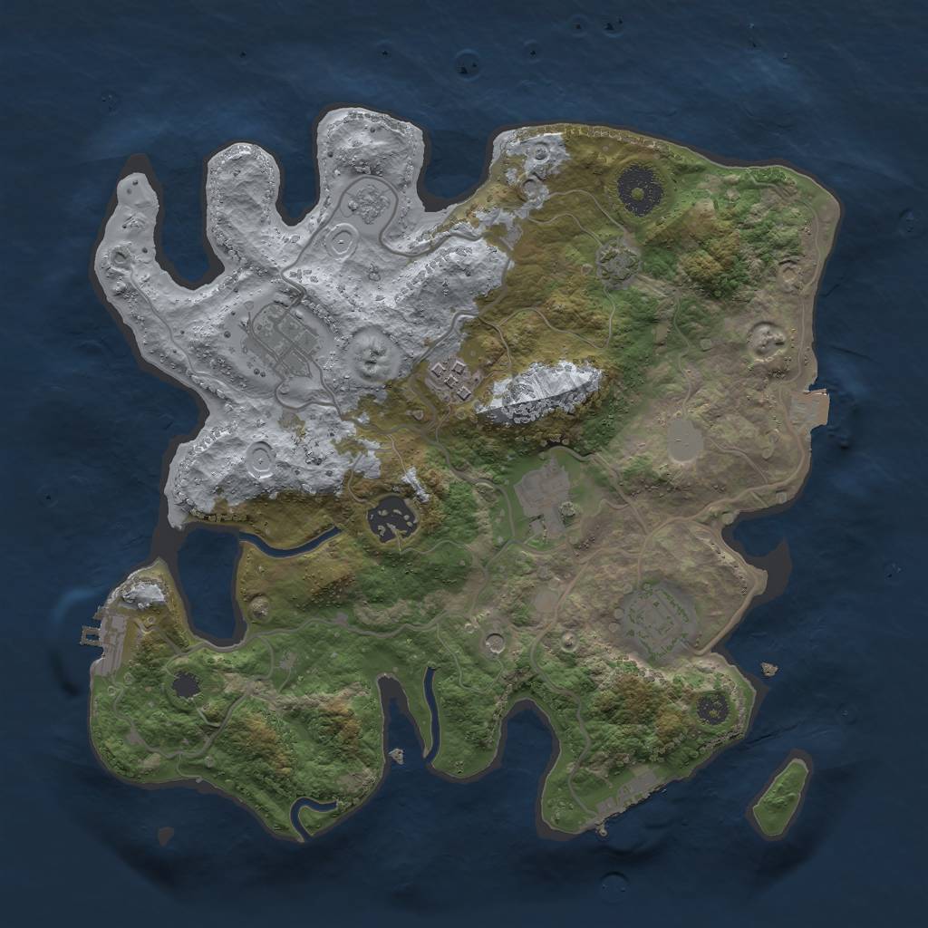 Rust Map: Procedural Map, Size: 3000, Seed: 258500398, 13 Monuments