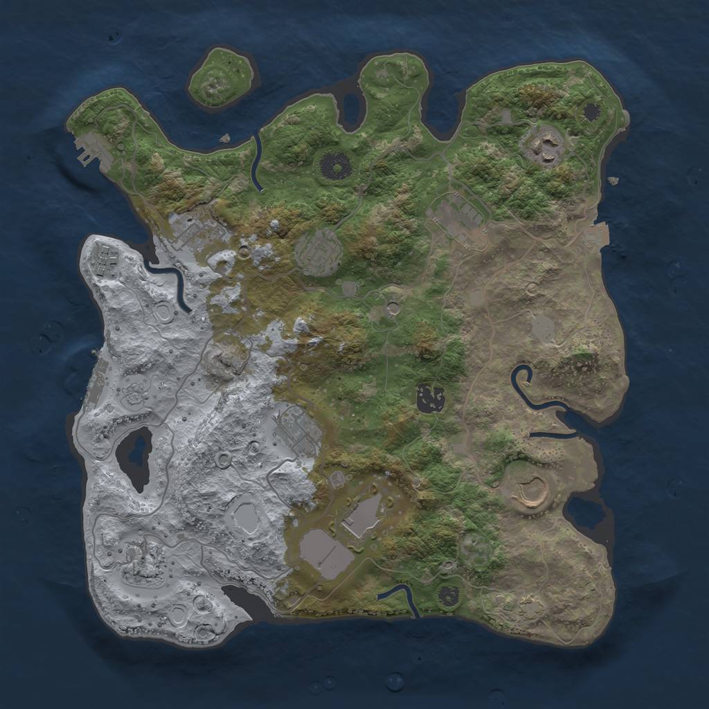 Rust Map: Procedural Map, Size: 3500, Seed: 431973874, 18 Monuments