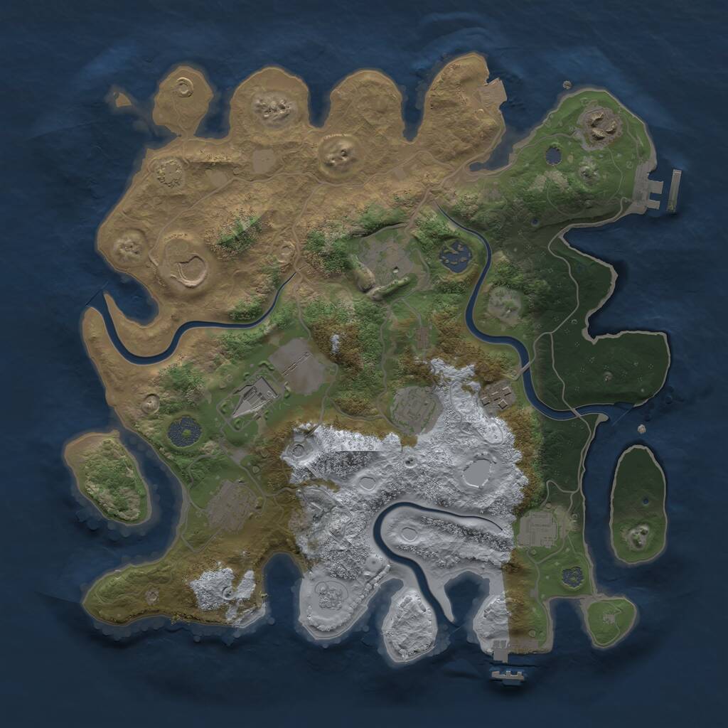 Rust Map: Procedural Map, Size: 3500, Seed: 5529944, 16 Monuments