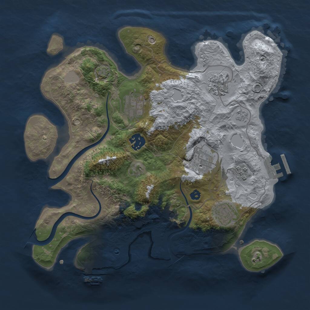 Rust Map: Procedural Map, Size: 3000, Seed: 2121579936, 12 Monuments