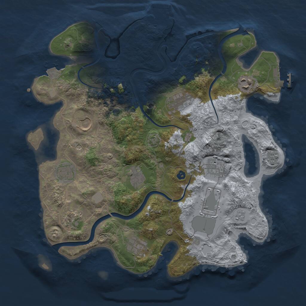Rust Map: Procedural Map, Size: 3500, Seed: 109681064, 16 Monuments